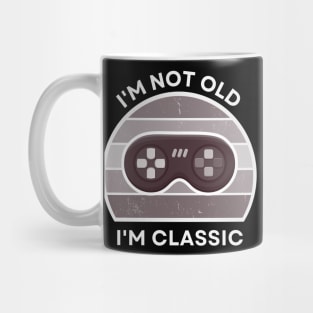 I'm not old, I'm Classic | Game Controller | Retro Hardware | Vintage Sunset | Grayscale| '80s '90s Video Gaming Mug